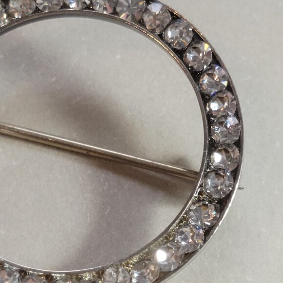 Circle of Life Brooch VINTAGE STERLING with Cubic Zirconias Around - Picture 2 of 7